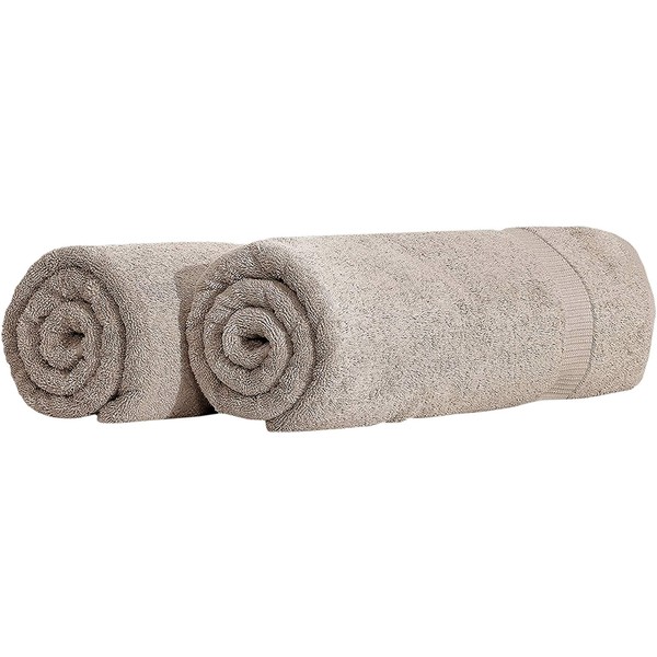 SALBAKOS - Turkish Bath Sheets Set - 2 Piece Luxury & Quick Dry Bath Sheet Made with 100% Turkish Cotton, Absorbent & Ultra Comfy Sheets for Hotels & Spa | 35" x70 (Taupe)