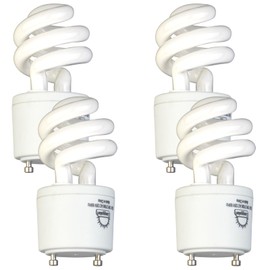 COOGGALAN 13 Watt GU24 Base 2 Prong Light Bulb, CFL T2 Mini Twist Lock Spiral Compact Fluorescent Bulbs Self Ballasted, 2700K Soft Warm White, 4 Pack
