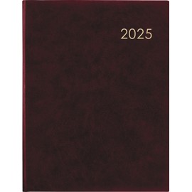 Zettler - Weekly Book 2025 Bordeaux, 21 x 26.5 cm, Pocket Planner with 128 Pages in Padded Cover, Corner Perforation and Thread Sealing, Moon Phases, Weekly Overview and International Calendar