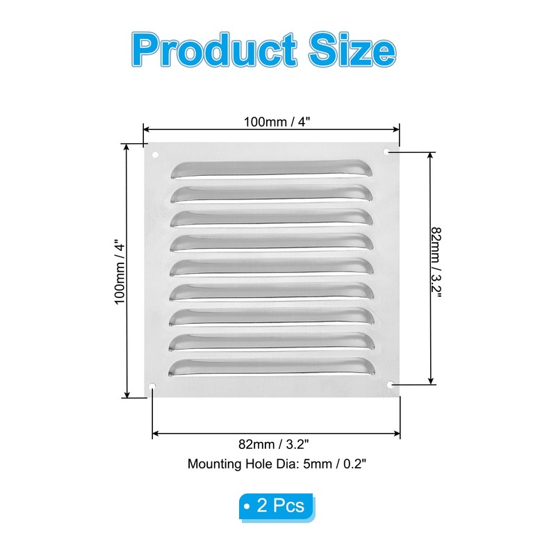 PATIKIL 4 x 4 Inch Aluminum Vent Cover, 2 Pack