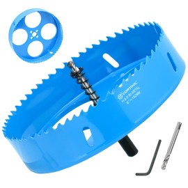 6 Inch Hole Saw with Arbor for Metal and Wood Cutting, Bi-Metal Hole Cutter, 6" Hole Saw Kit for Drywall, Wood, PVC Boards, Fiberglass and Vent Pipes