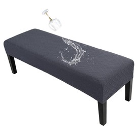 SearchI Stretch Bench Covers - Durable Washable Bench Cushion Slipcovers (Grey, Waterproof) - Living Room, Bedroom, Dining Room