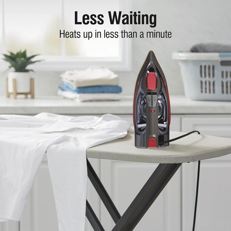 CHI Steam Iron for Clothes with 8’ Retractable Cord, 1700
