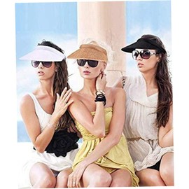 Jualyue 3 Pieces Sun Visor Hats Summer Wide Brim Clip on Beach Adjustable Large Brim Cap Golf Hat for Women Summer Outdoor Use