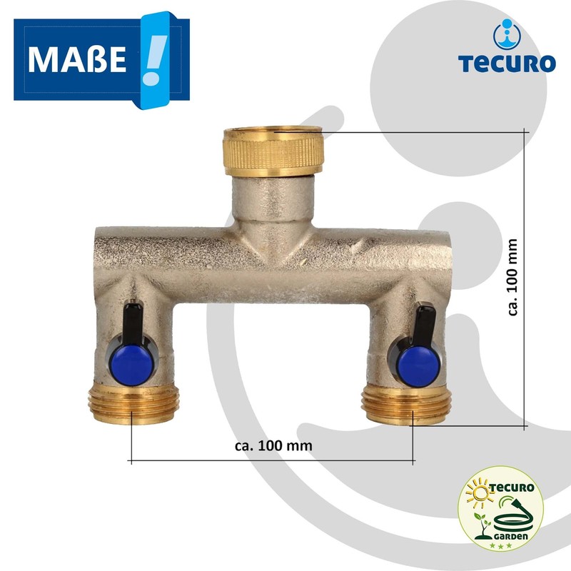 tecuro 2-way distributor piece, 1 inch (DN20), individually lockable by