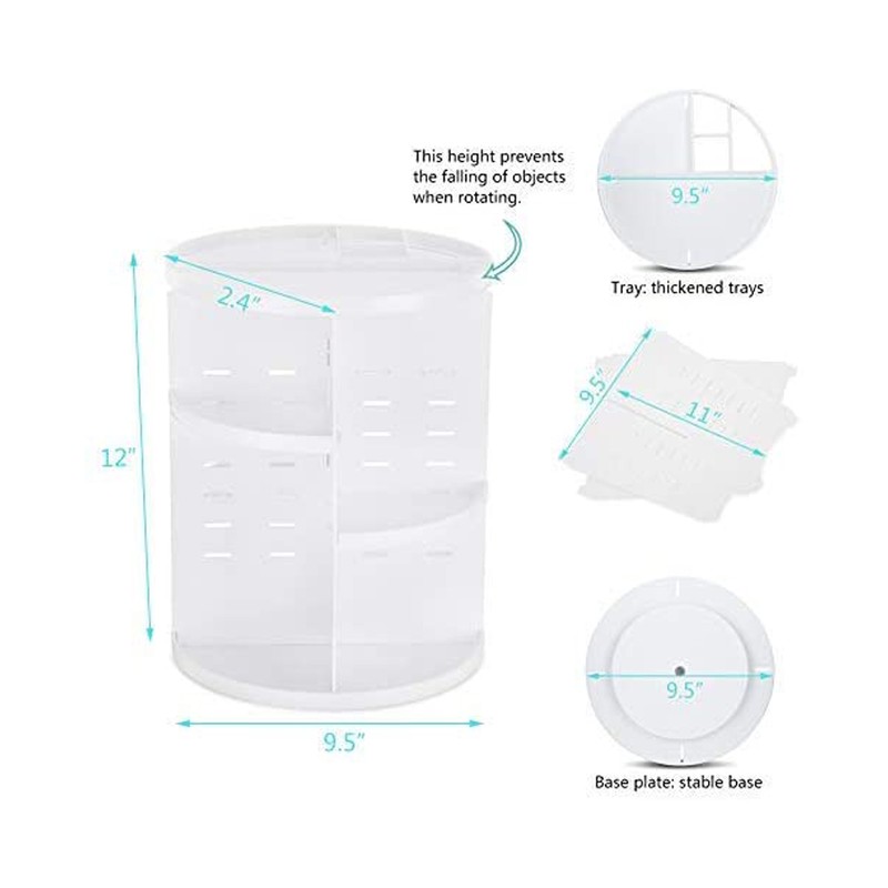 360°旋转化妆品收纳盒（白色）-K