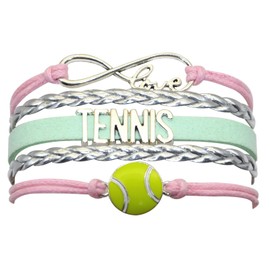 HCChanshi Tennis Bracelets - Infinity Love Charm Tennis Jewelry Gifts For Women, Men, Tennis Sport Fans, Lovers, Players, Party, Bulk (Pink,Silver and Mint Green)