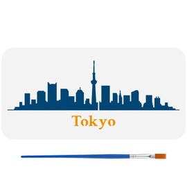FINGERINSPIRE Stencil with Tokyo Skyline Including 1 Plastic Brush 30 x 15 cm Japanese City Skyline Stencil Tokyo City Building Template for Painting Walls Wooden Furniture Home Decoration