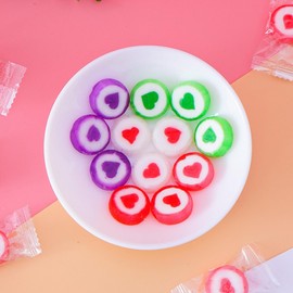 KWOLYKIM Heart Shaped Candy 300g/10.58oz Hard Candy Bulk Individually Wrapped Multi-color Heart Candies Great for Party - Valentines Day - Office Candy