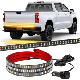 XRIDONSEN 48 inch Truck Tailgate Amber Strobe Lights Strip Rear Window Lights 288 LED Tail Emergency Light Bar Flashing Warning Hazard Safety for Tow/Plow Trucks Construction Vehicles Pickup Trailer