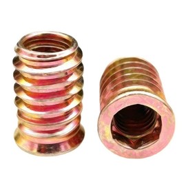 BACSHBY Pack of 20 M5 x 15 mm Screw Nuts, Threaded Inserts, Wood, Galvanised Screw-In Sleeves, Threaded Sleeves, Insertion Nuts, Hex Nuts, Sleeve Nut for Wooden Furniture