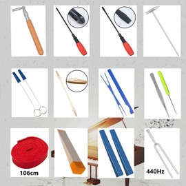TUOREN 26Pcs Piano Tuning Repair Regulating Tool Kit Including Tuning Wrench Hammer Mute Tweezers Fork Belt Clip Regulating Screwdriver Capstan Screw Wrench Set with 6" Combination Tool Handle