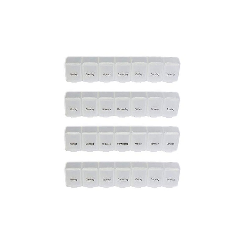 4 Stück 7 Tage Medikamentenbox Pillendose Pillenbox Tablettenbox Dosierbox Tablettendose