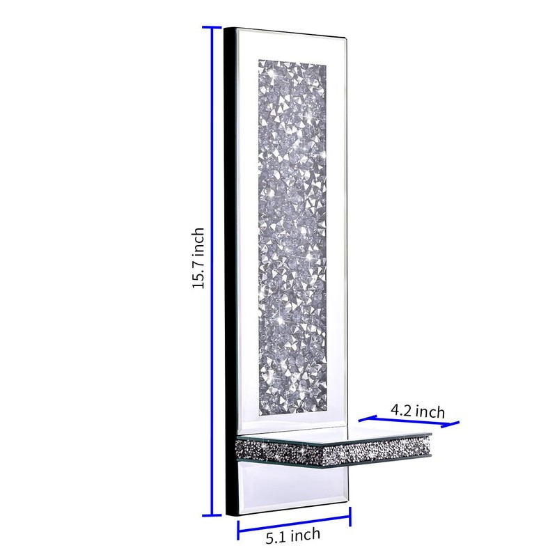 Aeveco Crystal Crush Diamond Mirrored Candle Sconces, Silver Wall Candle
