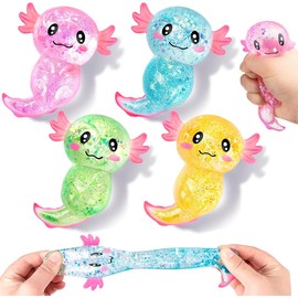 PYEUIFT Axolotl Squeeze Toy, Axolotl Stress Squeeze Toy, Stress Relief & Sensory Stress, Axolotl Squeeze Toy for Adults and Children, Pack of 4