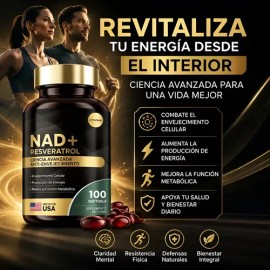 Suplemento Resveratrol Nad+ 100 Cápsulas Blandas