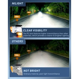 Nilight 2009 2010 2011 2012 2013 2014 F150 Headlight Assembly Chrome Housing Amber Corner Clear Lens Headlamp Replacement Driver and Passenger Side 2 Pack