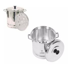 VAP2000 Set Vaporera Olla Tamalera 5 Y 12 Litros Aluminio