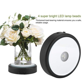 Crystal Merchandise Display Round Base, LED Lighted 3D Multicolor 4 LED Light Plastic Mini Size Lamp with Cable