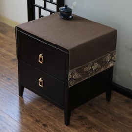 LAVSHOME Embroidered Nightstand Cover Cloth.Anti-Slip End Table Cover Cloth,Square Nightstand Dust Cover and Small Coffee Table Cover Cloth for Living Room(Coffee,35.4" L x 15.7" W)