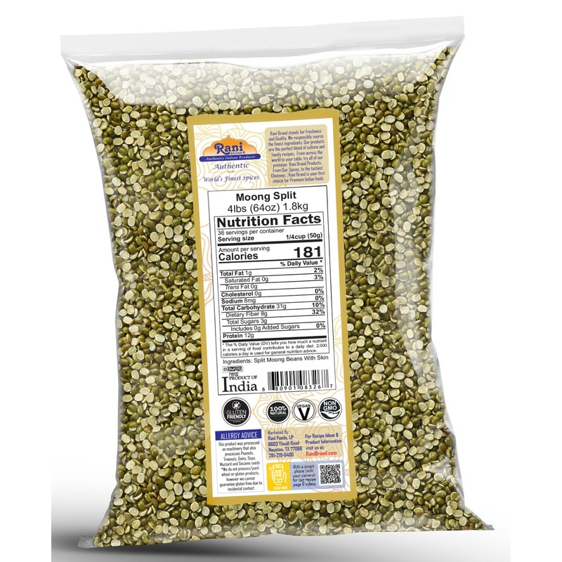 Rani Moong Split (Split Mung Beans with Skin) Lentils Indian