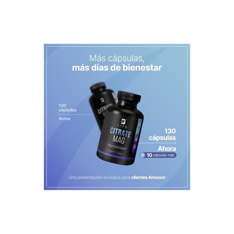 B Life Citrato de Magnesio Potenciado con Vitamina C 130