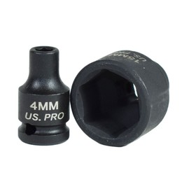 1/4" Drive Metric Shallow Impact Sockets 6 Sided 14pc 4mm - 15mm U S Pro