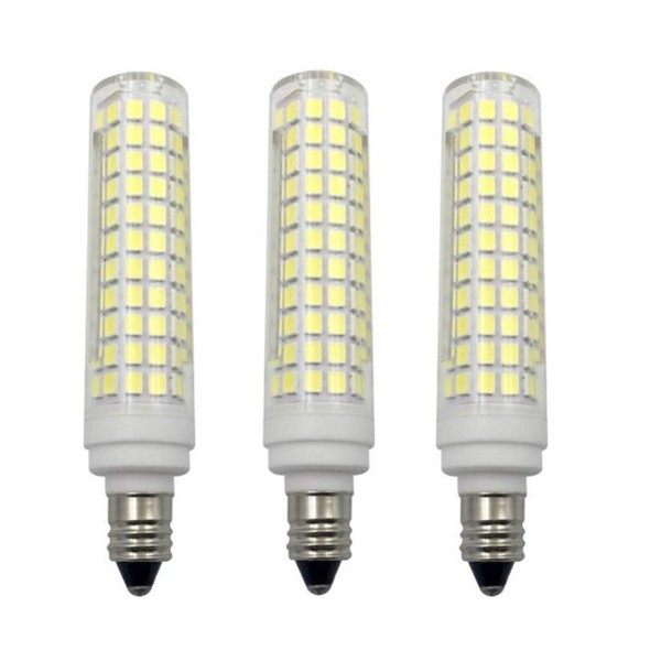 K JINGKELAI E11 LED Bulbs Dimmable 10W(Equivalent to 100W Halogen Bulbs Replacement) 110V Cool White 6000K LED Corn Light Bulbs JD T4 E11 Mini Candelabra Base,Dimmable,136 LED 2835 SMD,3 Pack