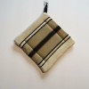 Handmade Hot Pad Trivet Pot Holder Black Tan Stripe Quilted
