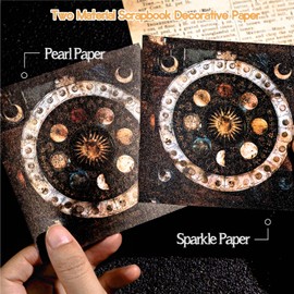 60 Sheets Fantasy Lunar Celestial Scrapbook Paper, Vintage Self-adhesive Moon Spaces Planets Scrapbook Decorative Paper for Journaling, Junk Journal, Art Supplies