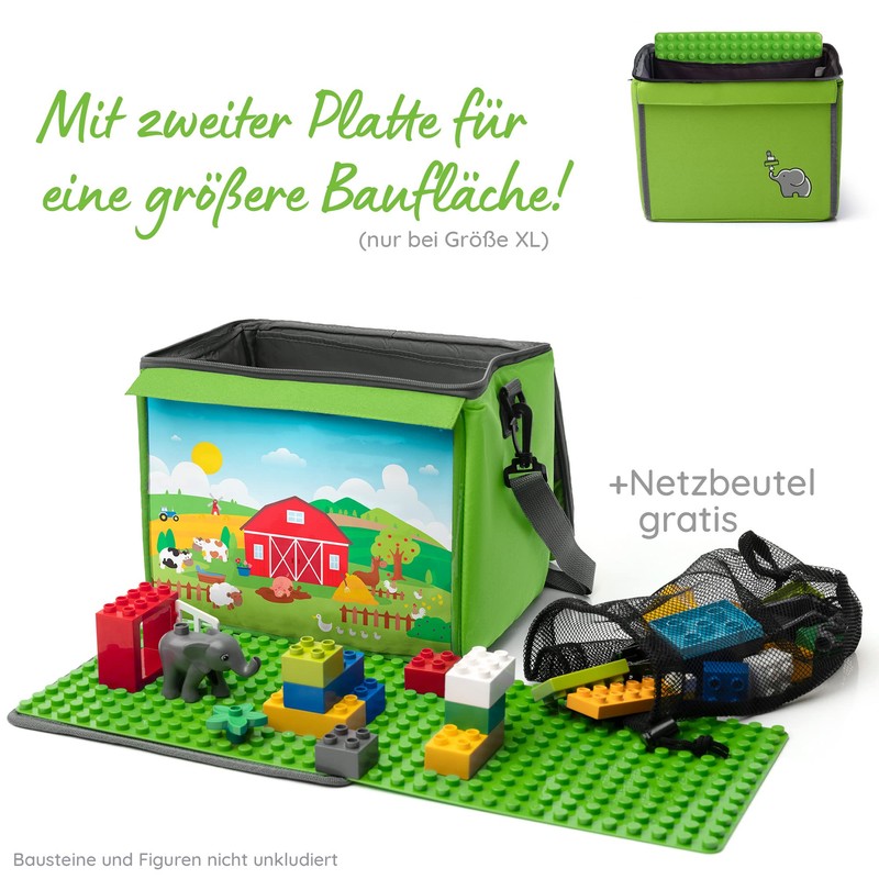 fantifant Building Block Bag with Fold-Out Building Plate Suitable for