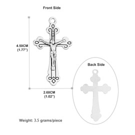 COTTVOTT Silver Tone Orthodox Budded Cross Pendant, Christ Jesus Crucifix Charms for Rosary Necklace Jewelry Making, 30pcs Bulk