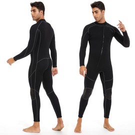 OMGear Wetsuit for Women 3mm Neoprene Dive Wet Suit for Cold Water Full Body Thermal Swimsuit for Adults Snorkel Suit for Scuba Diving Swimming Surfing(menGrey72,2XL)