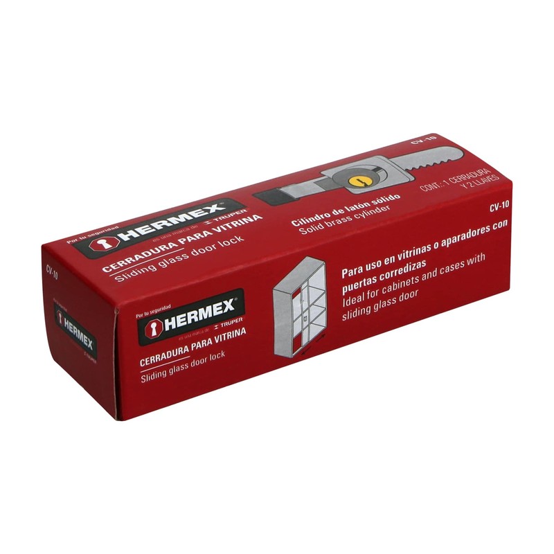 Hermex CV-10, Cerradura para vitrina, modelo 10, cilindro de latón