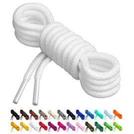 Birch Round Shoelaces 27 Colors 3/16" Thick Shoe Laces 4 Different Lengths (29.5" (75cm) - S, White)