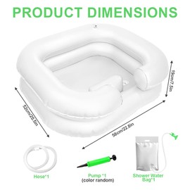 Hair Wash Basin for Bedridden, Inflatable Hair Wash Basin with Shower Bag, Shower Head & Pump, Portable Hair Washing in Bed with 1 m Drain Hose, for Pregnant Women, Injured Disabled People