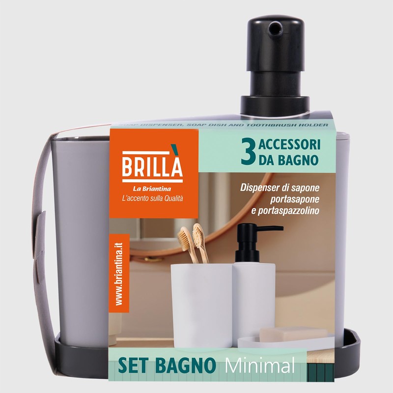 La Briantina Set Bagno in 3 Pezzi – Dispenser Sapone,