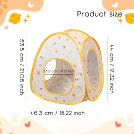 Andiker Cat Pop Up Tent, 3 Holes Safe and Strong Cute Cat Tunnel Collapsible Easy to Carry Cat House for Indoor Cats Kittens Hiding Playing Training Sleeping (Tent Yellow)