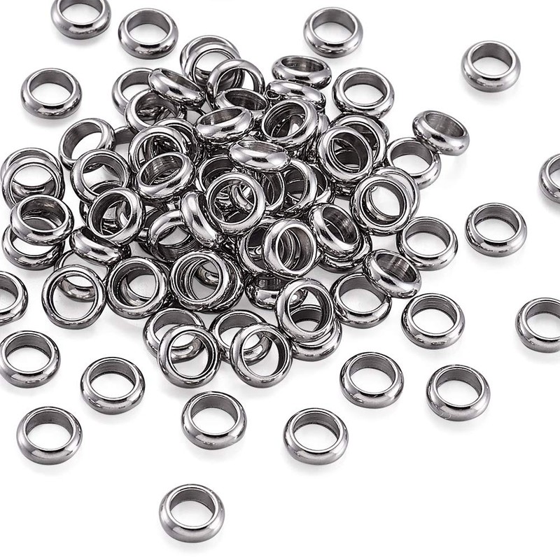 Kissitty - abalorio espaciadoras de acero inoxidable, Stainless Steel Ring-4mm