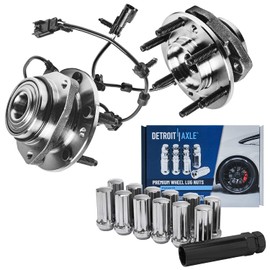 Detroit Axle - Front Wheel Bearing & Hubs Kit for Saab 9-7X Chevy Trailblazer EXT SSR GMC Envoy XL Buick Rainier Isuzu Ascender Olds Bravada, Hub and Bearings + Wheel Lug Nuts Socket Key Replacement