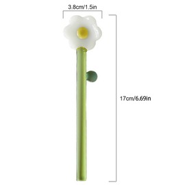 4 Pcs Borosilicate Color Transparent Glass Spoons,Cute Flower Long Handle Spoons for Ice Cream Dessert Coffee Stirring (White Sunflower Spoon)