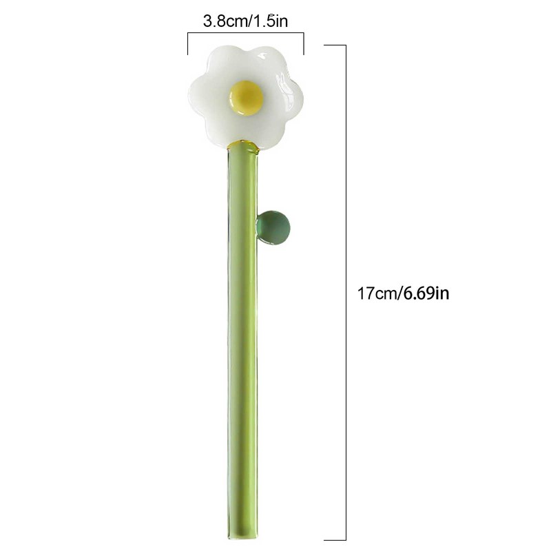 4 Pcs Borosilicate Color Transparent Glass Spoons,Cute Flower Long Handle