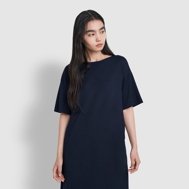 jaju [JAJU] Women's Soft 5-Button Lounge Dress_Navy