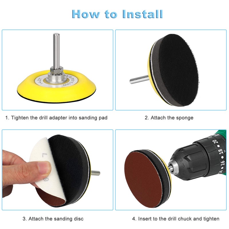 3 Inch 200 Pcs Sanding Discs Pad Kit for Drill