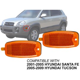 APA Replacement Front Side Marker Light for 2005-2009 Tucson 2001-2005 Santa Fe PAIR with Left = Right Side 2 Pieces 9230326010 HY2550107
