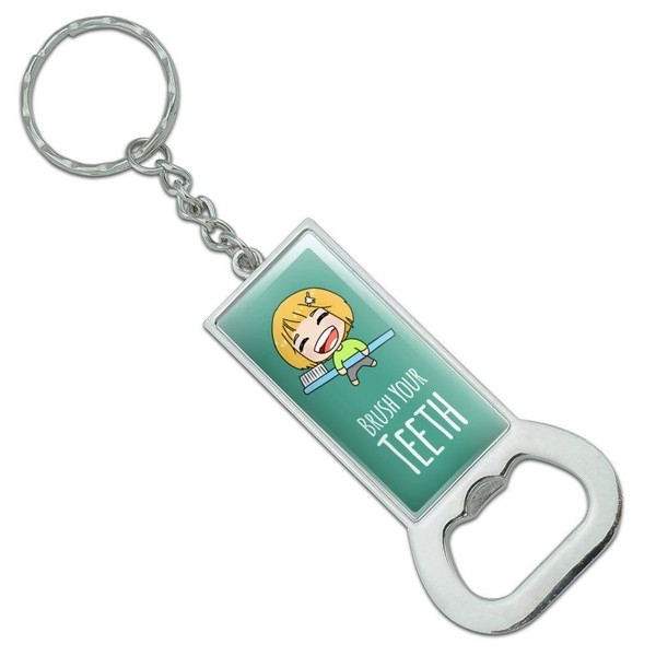 GRAPHICS & MORE Brush Your Teeth Toothbrush Kawaii Chibi Keychain