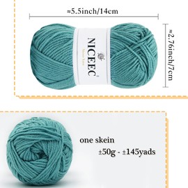 NICEEC 6×50g Soft Assorted Colors Yarn Sport Weight Yarn Bonbons Yarn for Crochet Knit 4 Ply Acrylic Yarn for DIY Project Starter Crochet Kit for Kids or Adults(6×145yds)-Series 16