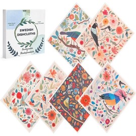 Swedish Dishcloths for Kitchen  6 Pack Kitchen Towels No Odor Quick-Drying Papaya  Paper Towels  Paper Towels Washable for Countertop Sink Kitchen Flower Bird - Color: Cute Cat