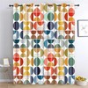 Colorful Abstract Curtains Geometric Circle, Mid Century Modern, 42x84in
