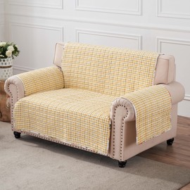 Greenland Home Somerset Quilted Reversible Furniture Cover, Loveseat, 103 W x76 L, Gold